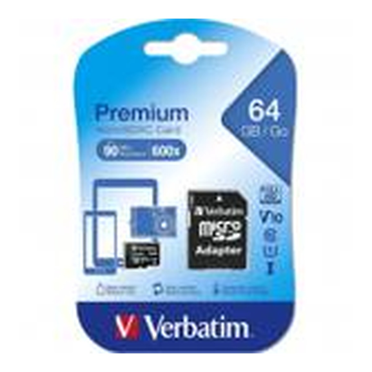 Carte microSD Verbatim 64 Go Classe 10 UHS-I avec adaptateur