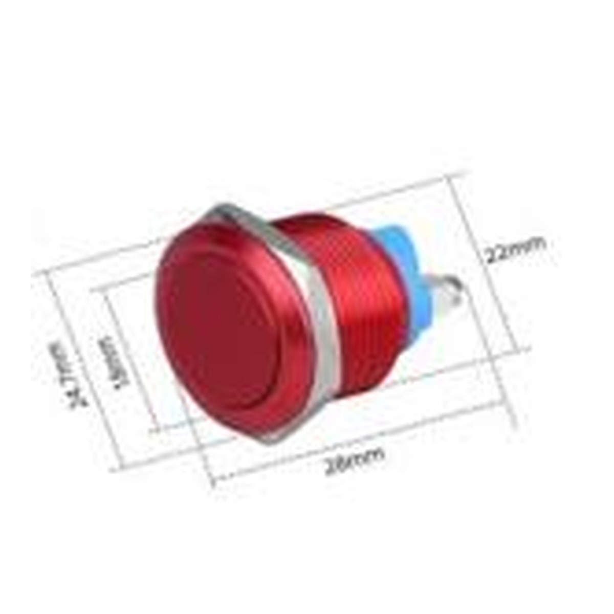 Bouton rouge cuivre 22MM - tête plate autobloquante - avec vis