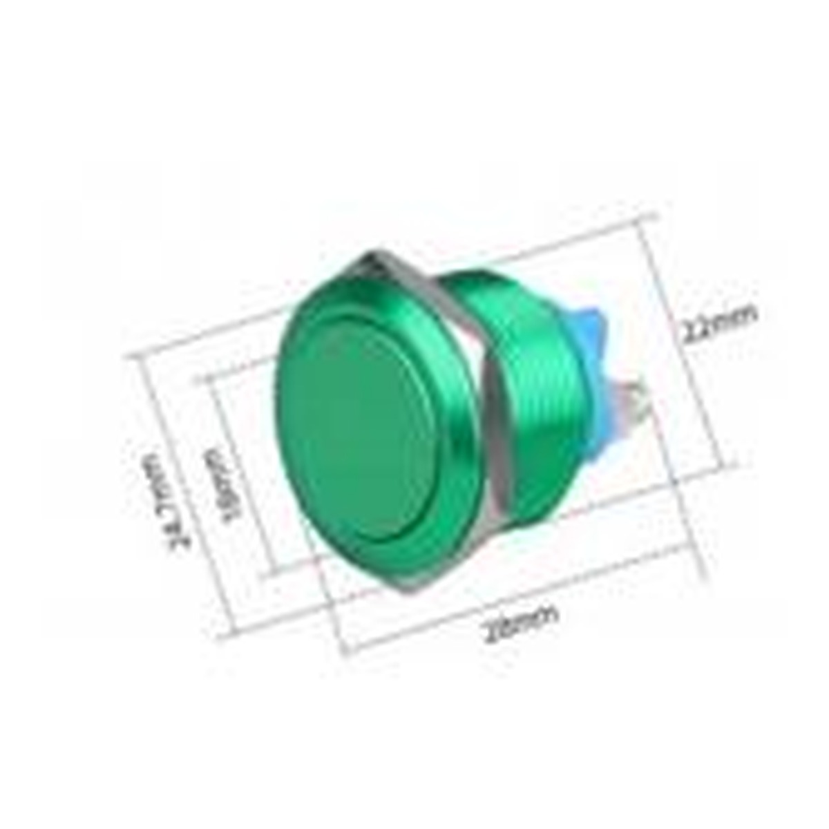 Bouton vert cuivre 22MM - tête plate à retour - avec vis 22P-10/A