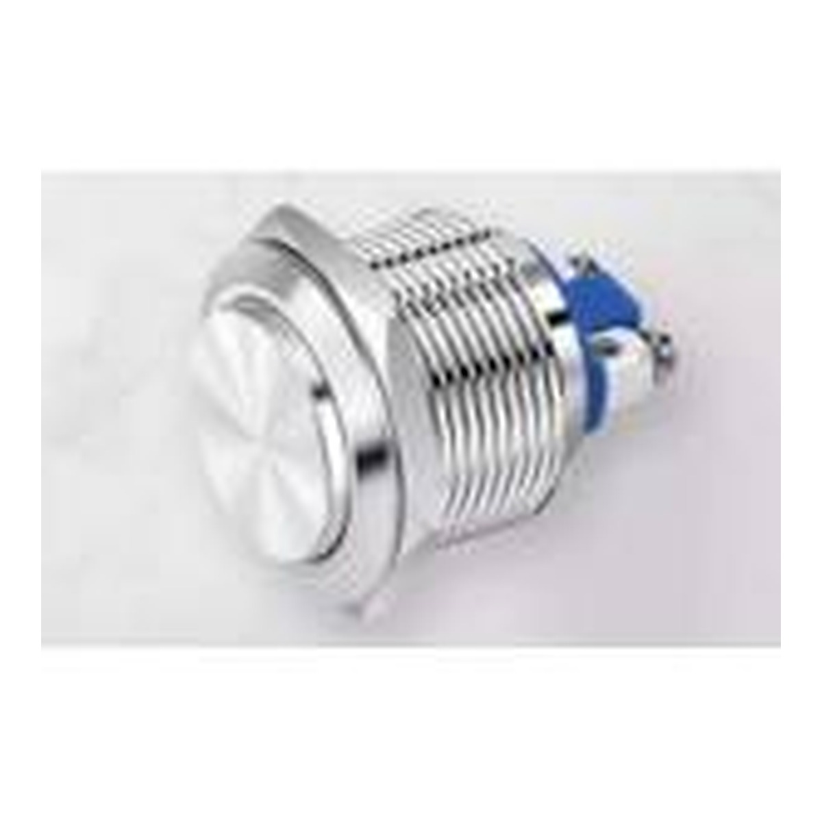 Interrupteur bouton 22 mm, inox, à vis — point argenté, tête haute