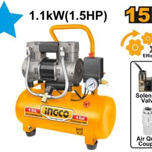 Air compresseur silencieux 15L 1100W 1.5HP – INGCO - vue 1 - référence ACS111152