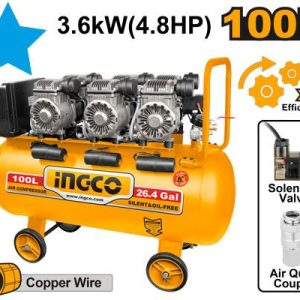 Compresseur Silencieux 100L 3×1200W （4,8HP – INGCO - vue 1 - référence ACS3361001