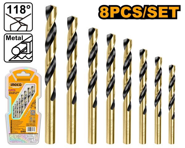 Jeu de 8 forets HSS – INGCO