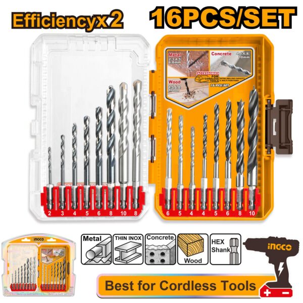 Ensemble de 16 forets – INGCO AKDL11608
