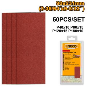 Jeu feuilles abrasives ponçage 50pcs 90*231mm – INGCO - vue 1 - référence AKFS2401012