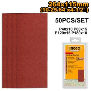 Jeu feuilles abrasives ponçage 50pcs 264*115mm – INGCO - vue 1 - référence AKFS2641151