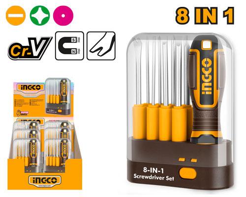 Set de tournevis interchangeables 9 pcs – INGCO