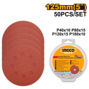 Jeufeuilles abrasives ponceuse orbitale50pcs 125mm – INGCO - vue 1 - référence AKRS1250511