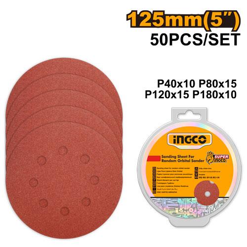 Jeufeuilles abrasives ponceuse orbitale50pcs 125mm – INGCO