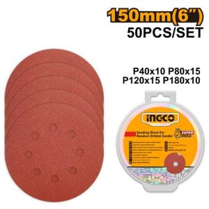 Jeufeuilles abrasives ponceuse orbitale50pcs150mm – INGCO - vue 1 - référence AKRS1500511