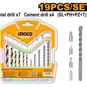 Jeu de forets et embouts 19 pièces – INGCO - vue 1 - référence AKSDB1901