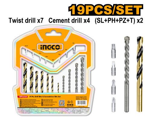 Jeu de forets et embouts 19 pièces – INGCO