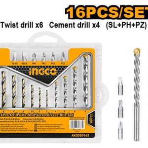 Set de forets et embouts 16 pièces – INGCO - vue 1 - référence AKSDB9165