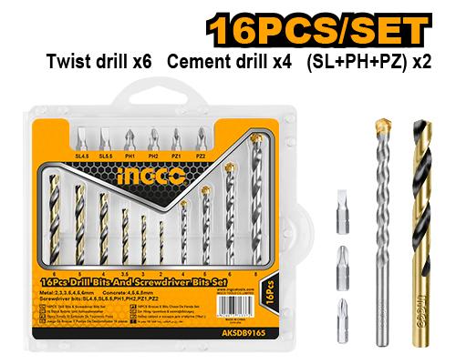 Set de forets et embouts 16 pièces – INGCO