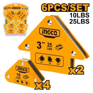 Jeu supports de soudage magnétiques 6 pièces – INGCO - vue 1 - référence AMWH6001