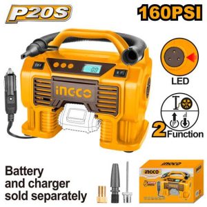 Gonfleur auto 11Bars 20V sans batterie/chargeur – INGCO - vue 1 - référence CACLI2002