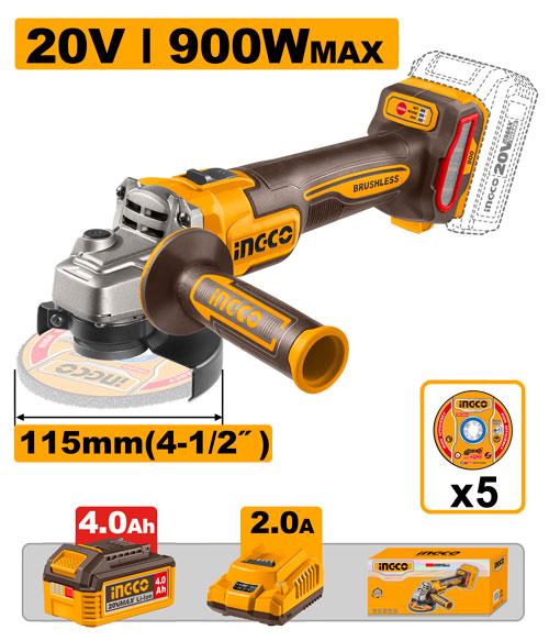 Meuleuse d'angle sans fil – INGCO – 20V