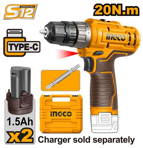 Malette Visseuse 12V 2 batteries 20Nm TypeC INGCO