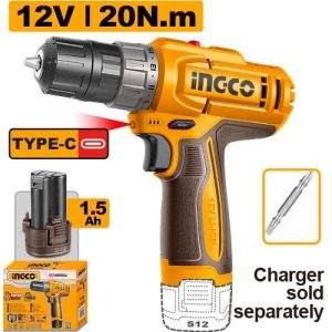 Perceuse sans fil – INGCO – 12 V – CDLI122061 - vue 1 - référence CDLI122061