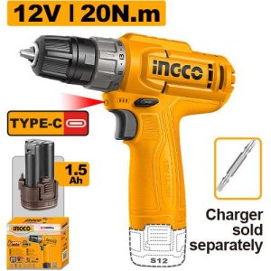 Perceuse sans fil INGCO – 12 V – CDLI12456 - vue 1 - référence CDLI12456