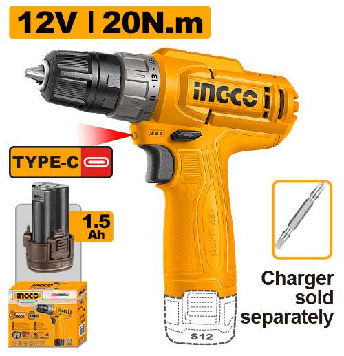 Perceuse sans fil INGCO – 12 V – CDLI12456