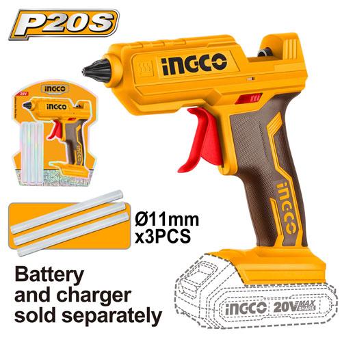 Pistolet à colle 20v sans batterie/sans chargeur +3pcs – INGCO