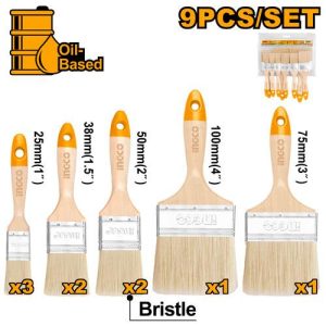 Jeu de 9 pinceaux en bois – INGCO - vue 1 - référence CHPTB0114091