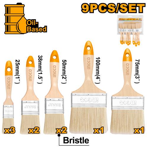 Jeu de 9 pinceaux en bois – INGCO