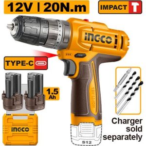 Perceuse à percussion 12V 20N.m sans fil – INGCO - vue 1 - référence CIDLI12206