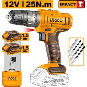 PERCEUSE VISSEUSE A PERCUSSION 12V 25Nm 2 Batteries plates SI – INGCO - vue 1 - référence CIDLI1228