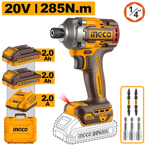 Visseuse à choc 20V 2batteries 285Nm – INGCO