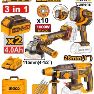 Kit combiné sans fil 3 pièces – INGCO – 20 V – COSLI250183 - vue 1 - référence COSLI250183