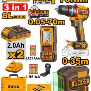Kit combiné sans fil 3 pièces – INGCO – 20 V – COSLI250511 - vue 1 - référence COSLI250511