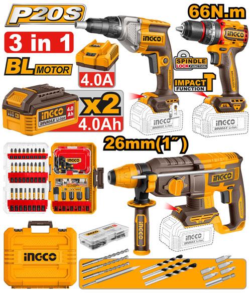 Kit combiné sans fil 3 pièces – INGCO – COSLI250591