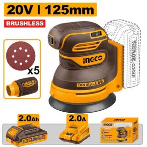 Ponceuse orbitale aléatoire sans fil – INGCO – 125 mm 5 po - vue 1 - référence CROSLI20021
