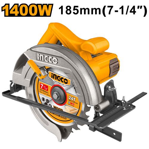 Scie circulaire 185mm 1400W + 1 lame SS – INGCO