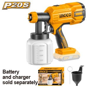 Pistolet à peinture sans fil 20V batterie et chargeur NON inclus – INGCO - vue 1 - référence CSGLI2001