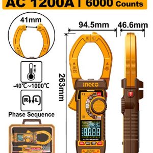Pince ampèremétrique AC numérique 1000A – INGCO - vue 1 - référence DCM610001