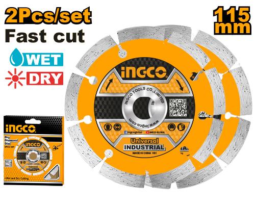 Jeu de 2 Disques diamant 115mm SS – INGCO
