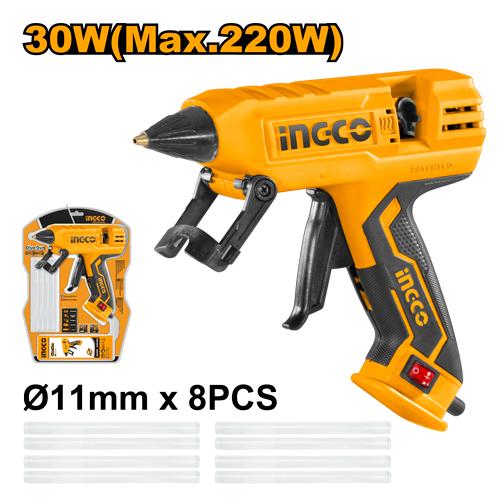 Pistolet à colle 30W 220W + 8 bâtonnets de colle – INGCO