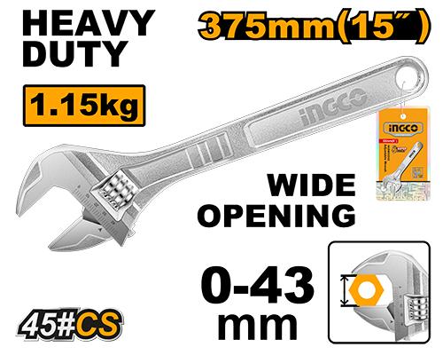 Clé à molette 375mm 0-46mm – INGCO