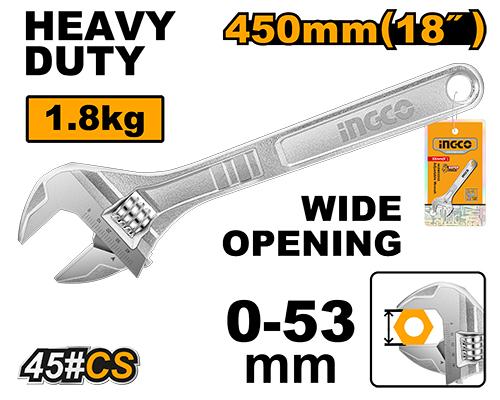 Clé à molette 450mm 0-55mm – INGCO