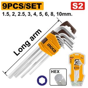 Clés Hex Set de 9 pièces 1.5-10mm – INGCO - vue 1 - référence HHK11091