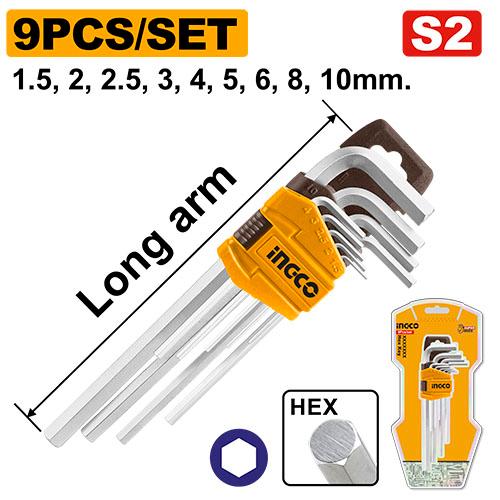 Clés Hex Set de 9 pièces 1.5-10mm – INGCO
