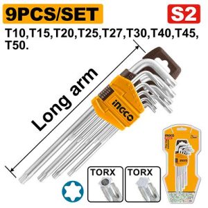 ClésTorx Set de 9 pièces T10-T50 – INGCO - vue 1 - référence HHK13091
