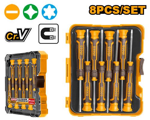 Jeu de tournevis de précision 8 pièces – INGCO