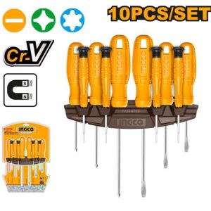 Jeu de 10 tournevis et tournevis de précision – INGCO - vue 1 - référence HKSD1058
