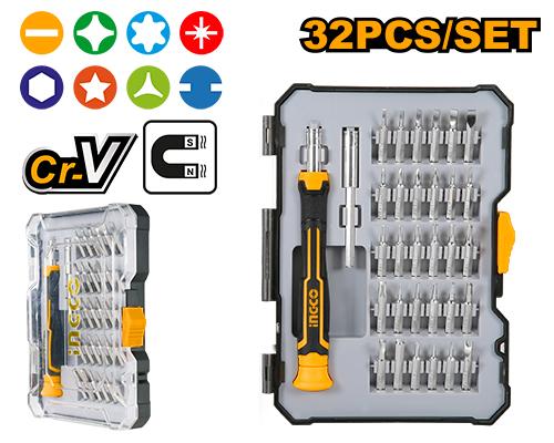 Set de 32 embouts de tournevis + manche – INGCO
