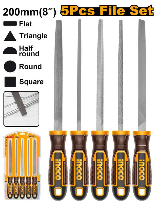 Set de 5 limes en acier 200mm – INGCO