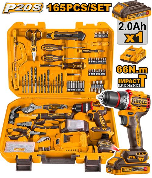 Coffret visseuse 20V + 164 outils/accessoires – INGCO